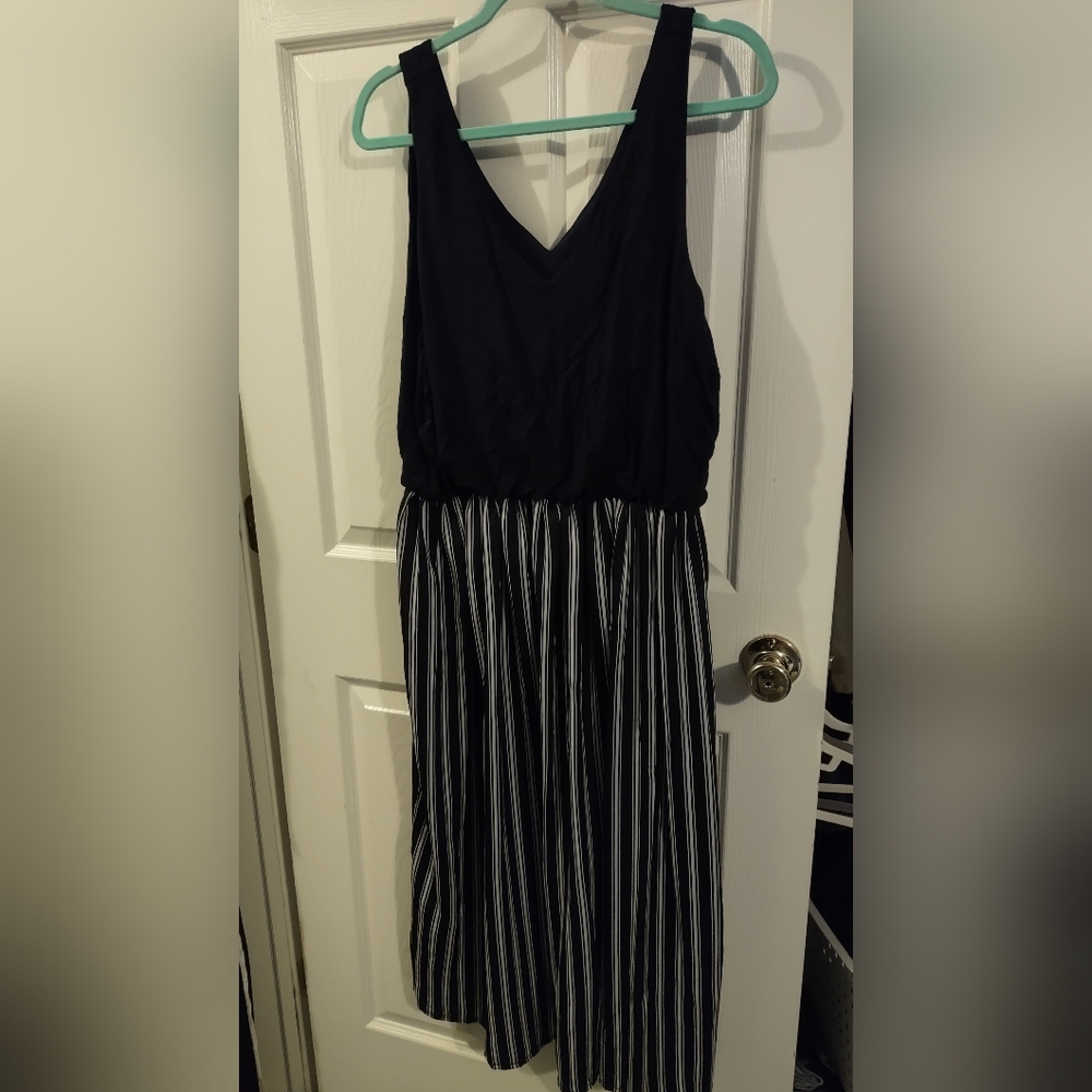 LOFT Elegant Navy Dress